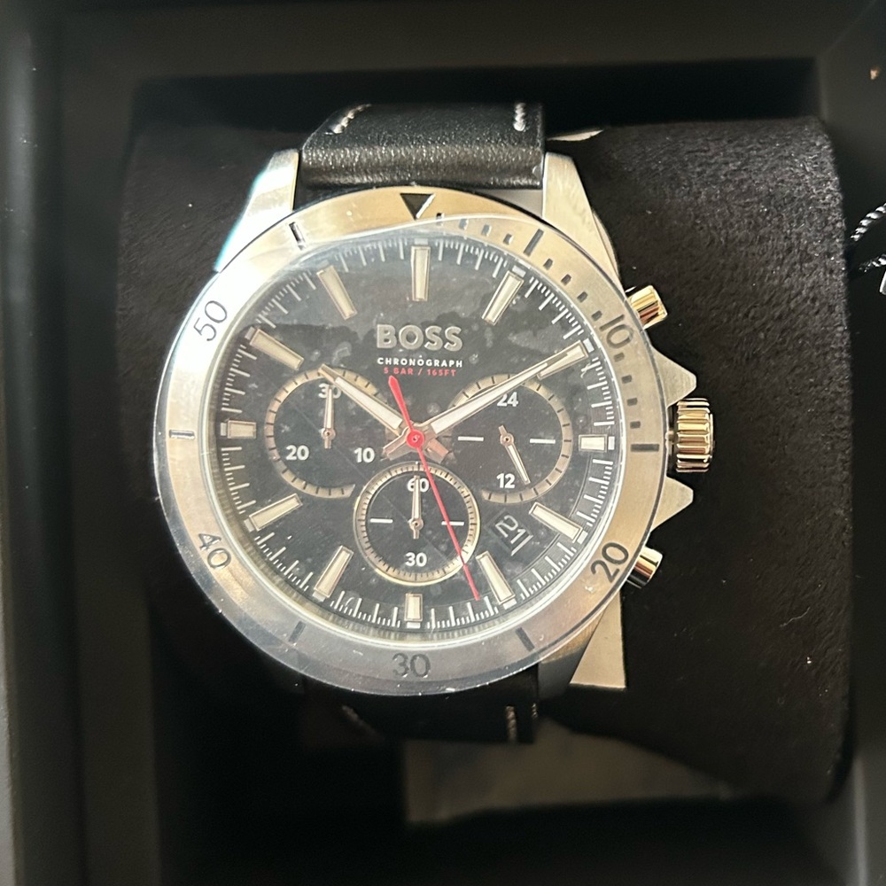 Boss Black and Silver Chronograph Watch